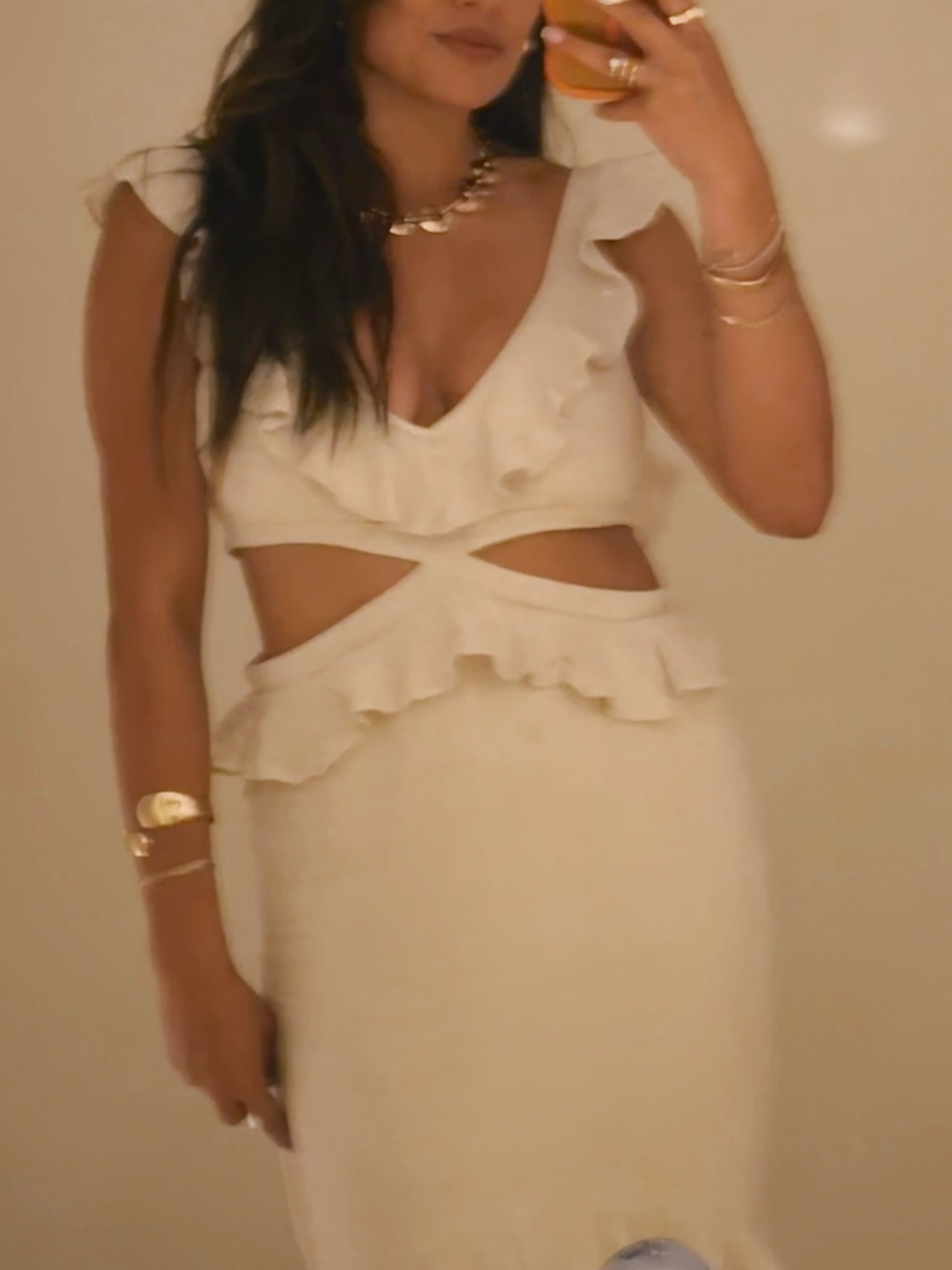 JLUXLABEL Ivory Ruffle Cutout Backless Maxi Dress - Picture 5 of 7